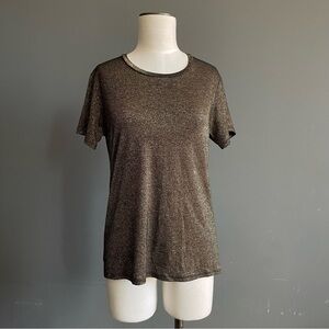 Reformation Metallic Bronze Tee XS Shimmer Knit Top Minimalist Party